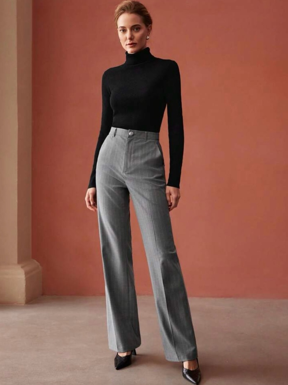 MOTF Gray Pinstripe Wide-Leg Trousers - Size S ( NWOT )